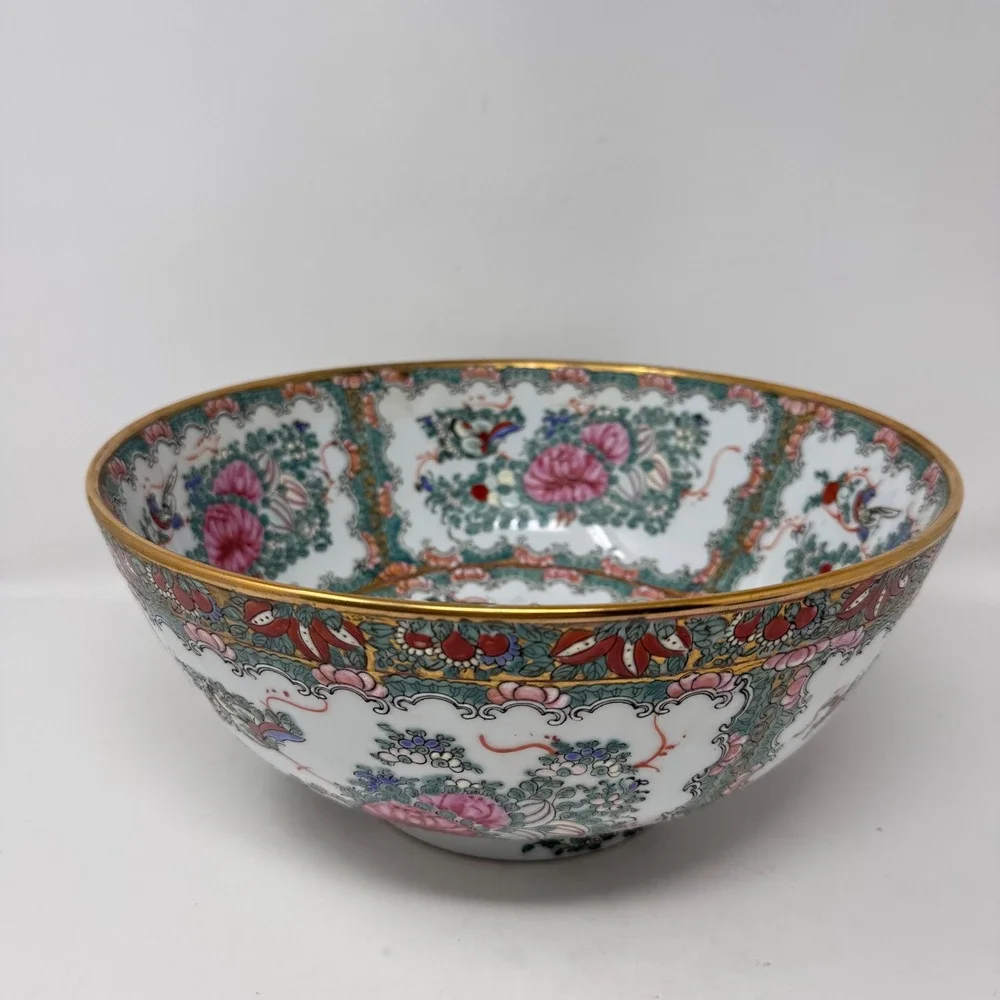 Vintage Large Chinoiserie Rose Medallion 10